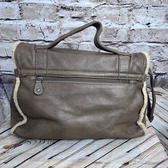 David Jones Paris Satchel Handbag Purse Bag Shearling Edge Tote Handle/s… - Picture 5 of 15